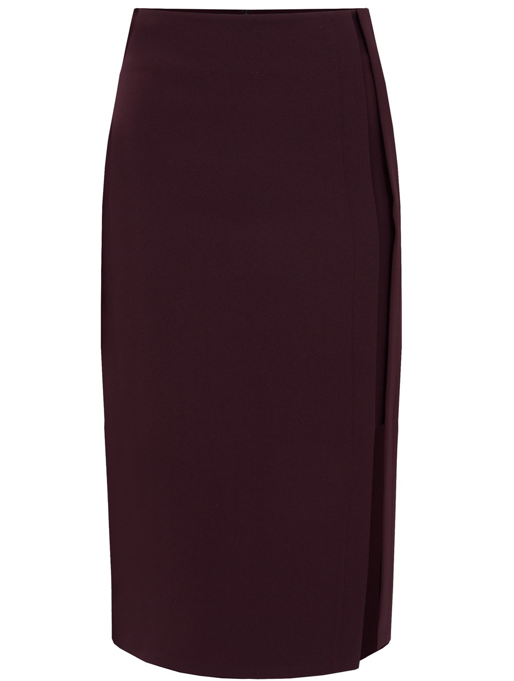Deep Front Slit Crepe Skirt in Plum Colour