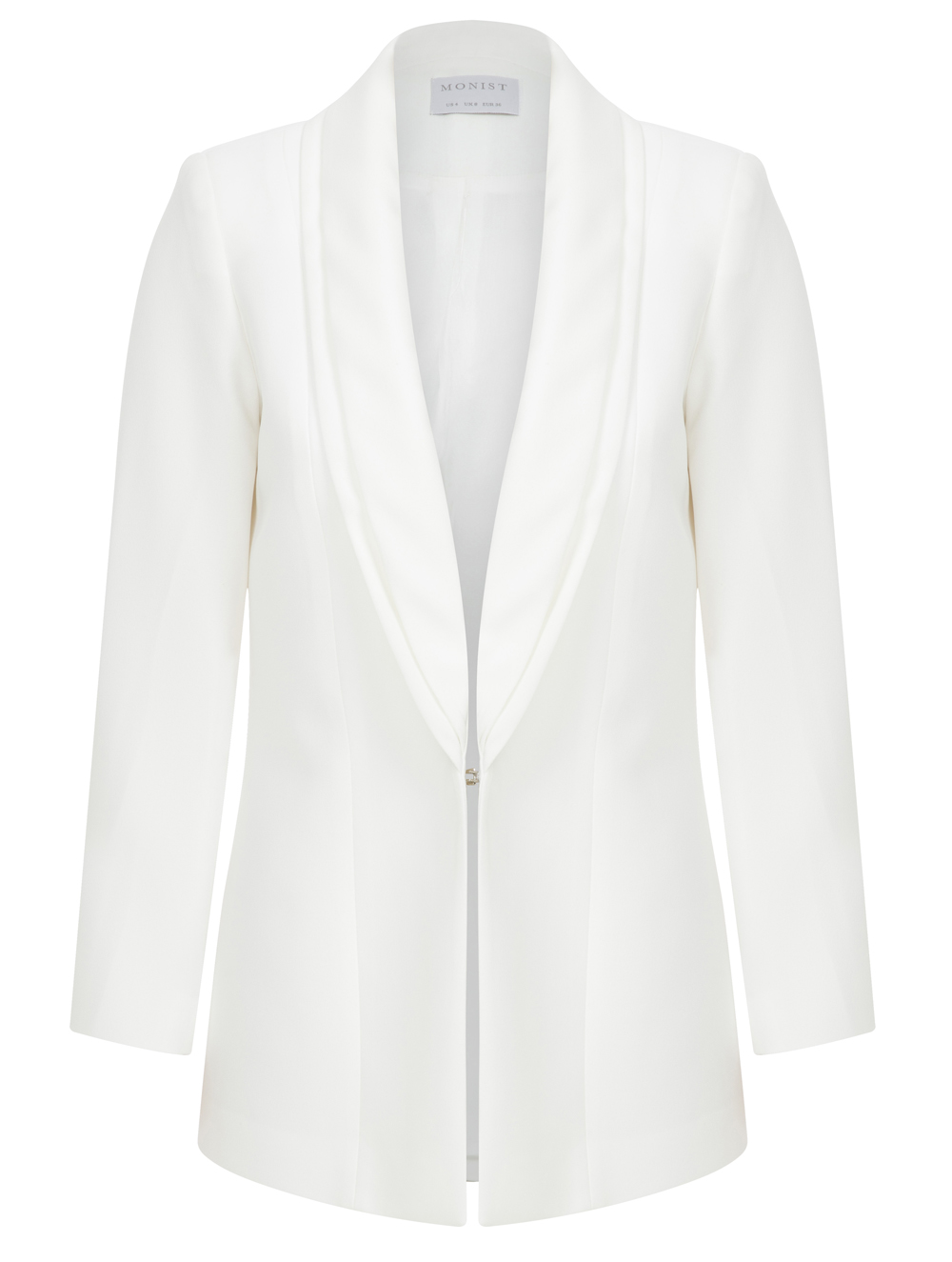 Double Shawl Collar Crepe Blazer in White Colour 