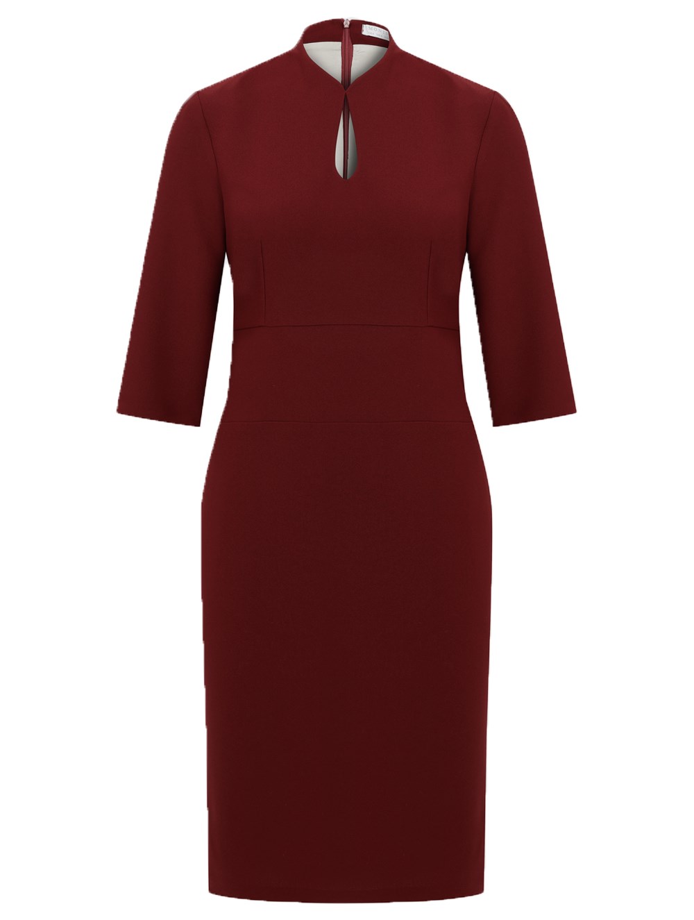Drop Collar Collar Crepe Dress in Light Burgundy Colour