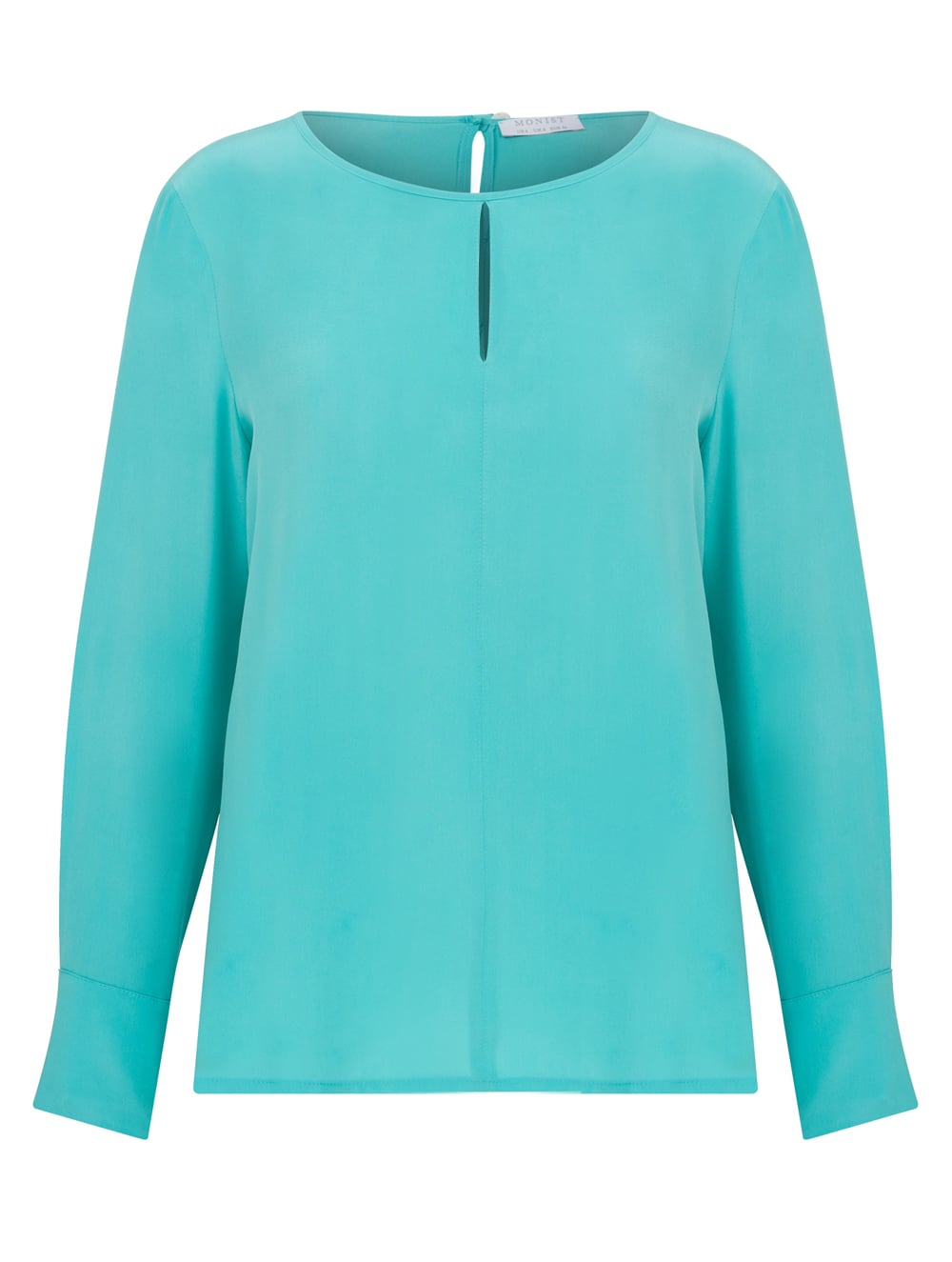 Drop Collar Silk Blouse in Turquoise Colour RK 69