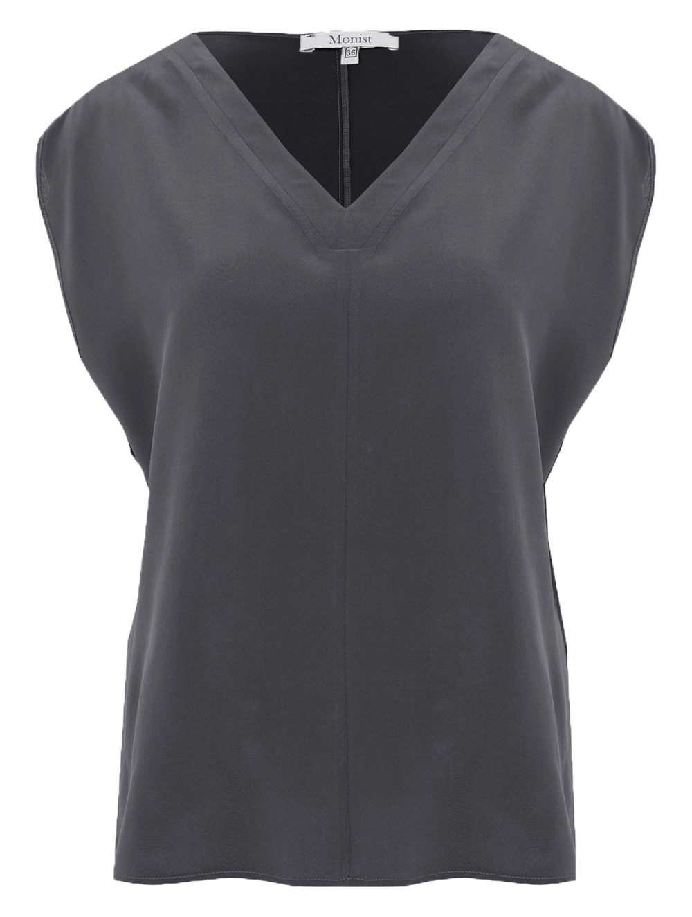 Drop Shoulder Silk Blouse in Anthracite Colour