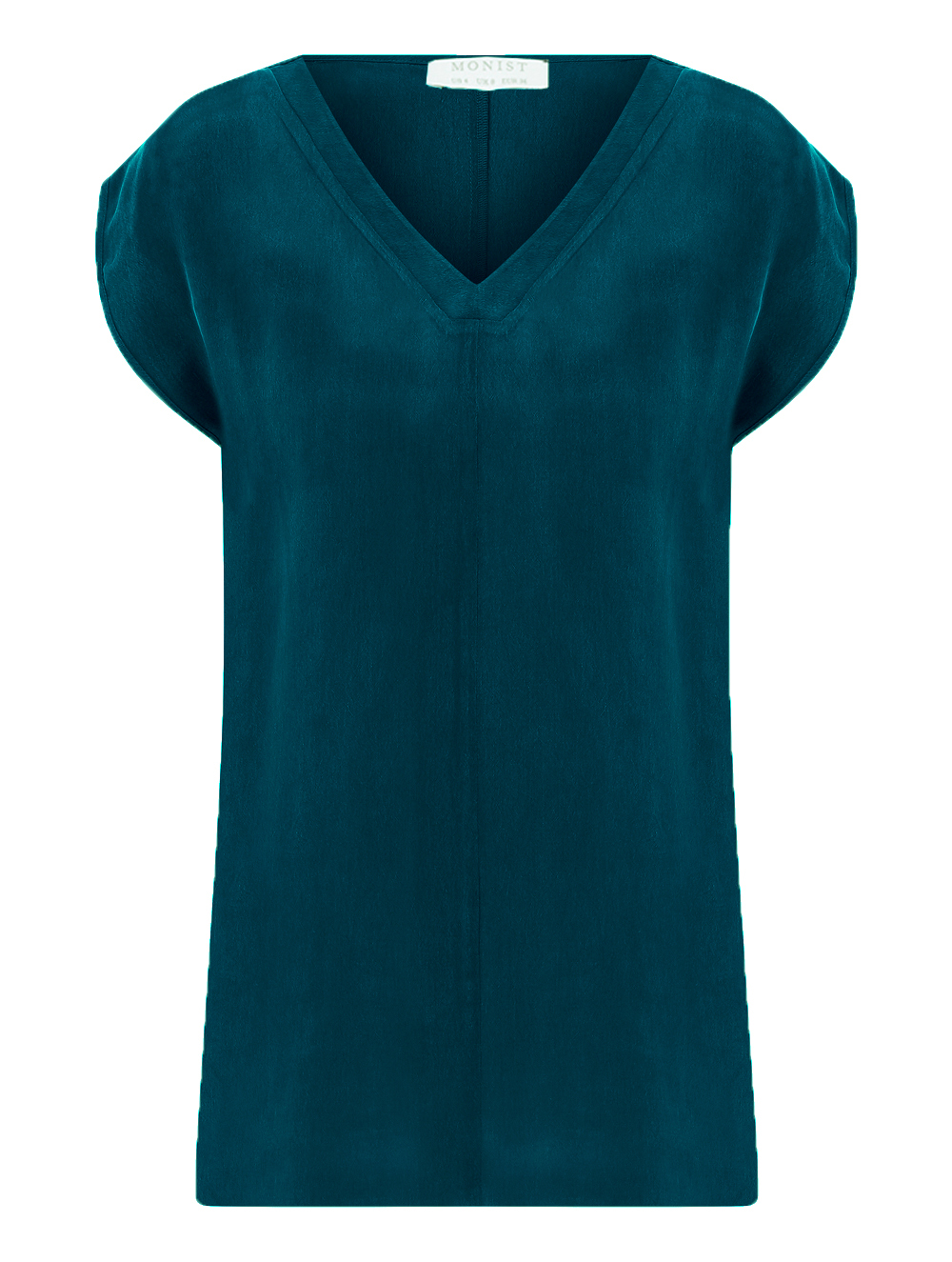 Drop Shoulder Vegan Cupro Blouse in Petroleum Blue Colour
