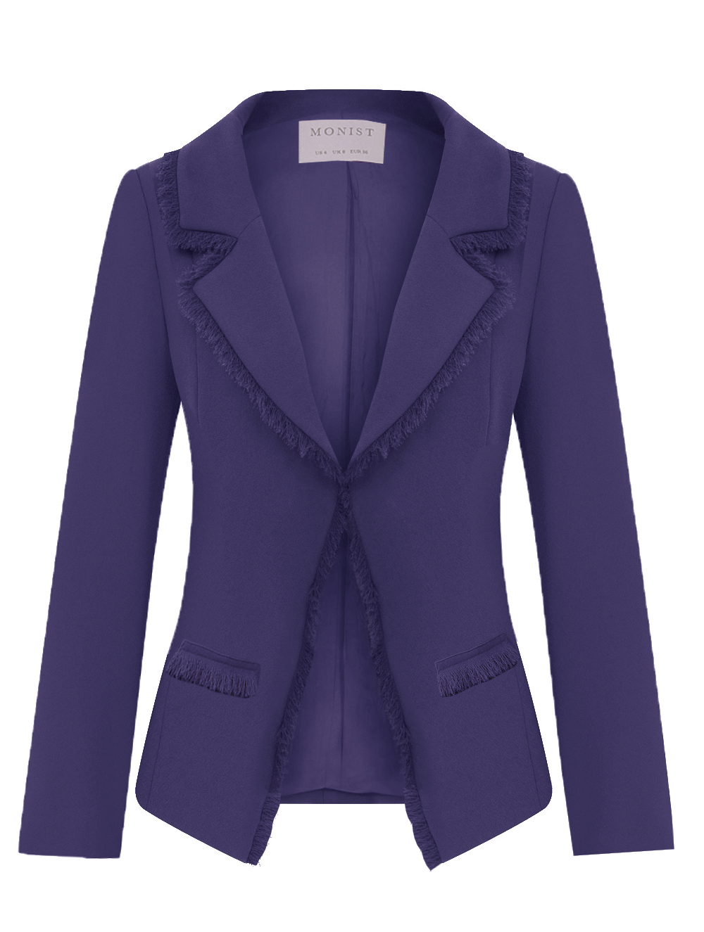 Fringe Collar Crepe Jacket in Lavender Colour RK 188