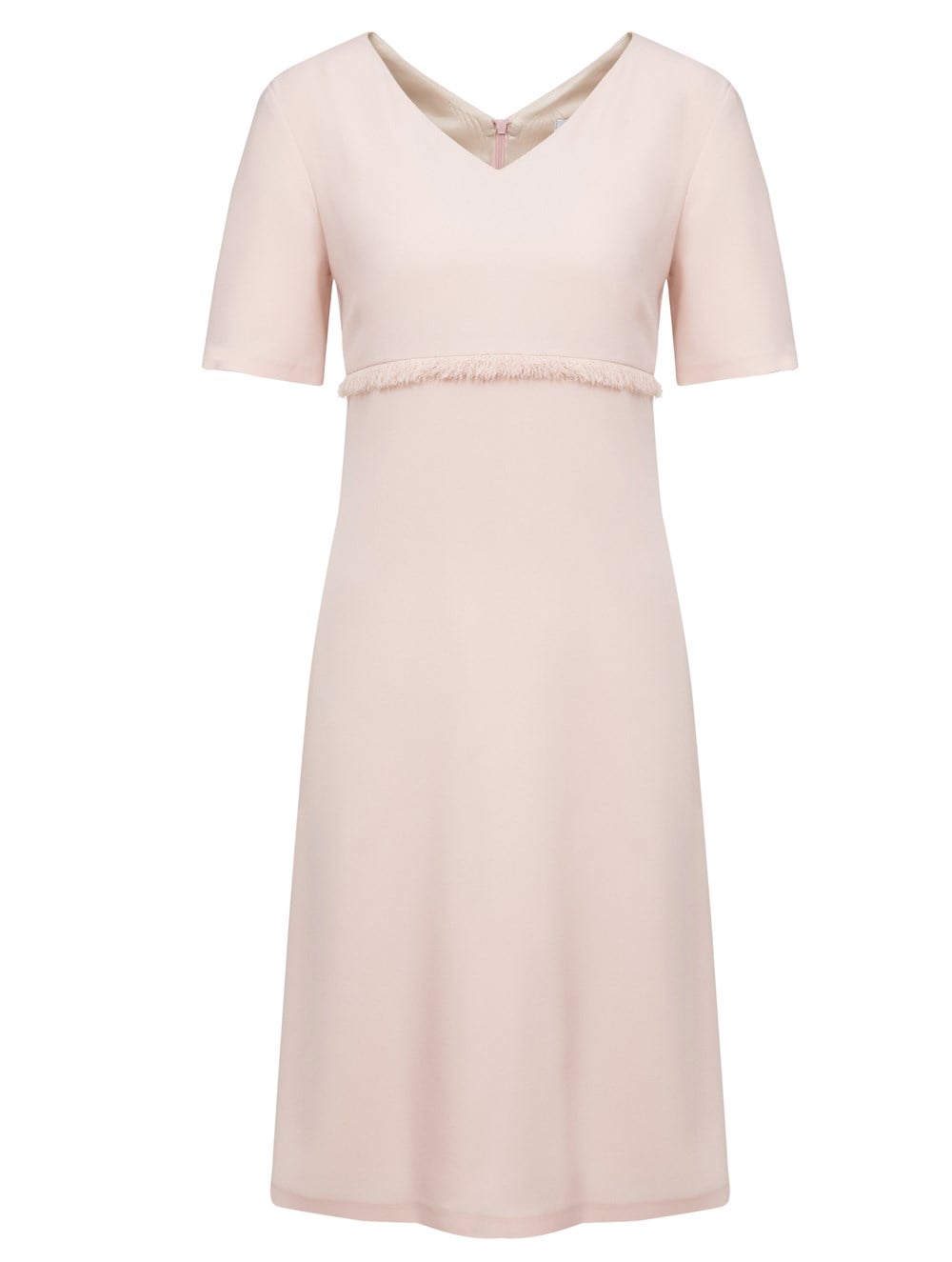Fringe Tape Crepe Dress in Powder Colour