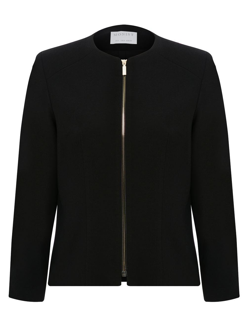 Gold Zipper Crepe Jacket in Black Colour