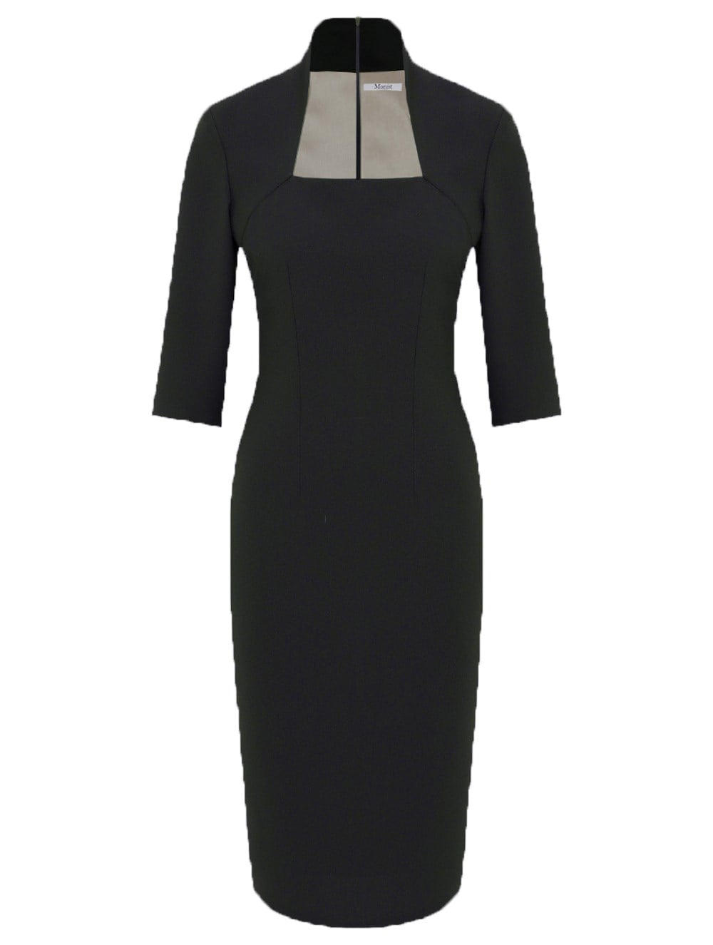 High Collar Crepe Dress in Anthracite Colour