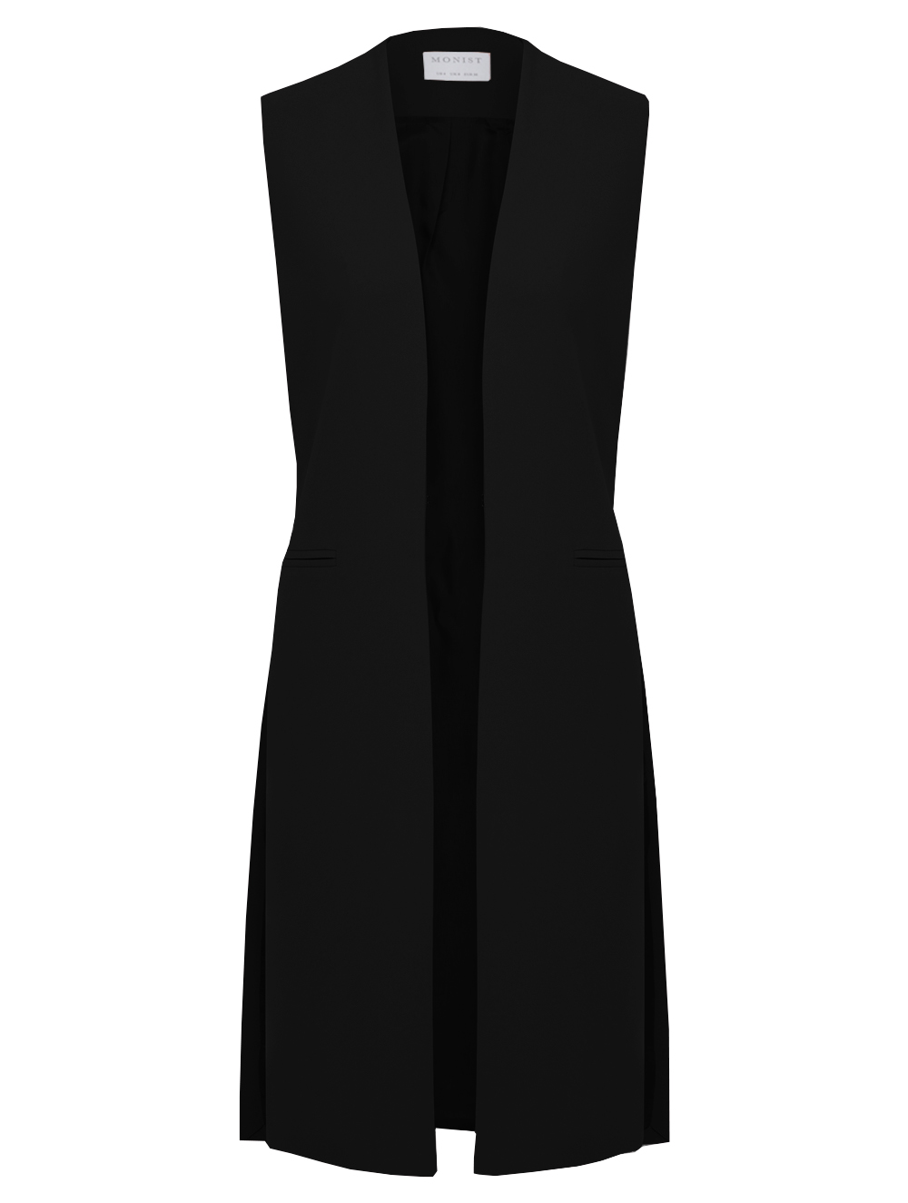 Long Crepe Vest in Black Colour