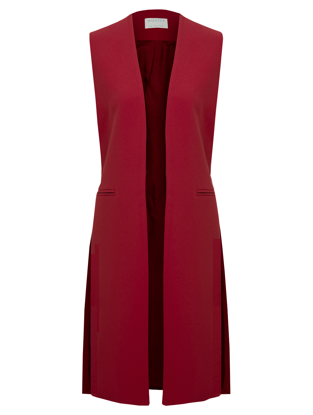 Long Crepe Vest in Red Colour