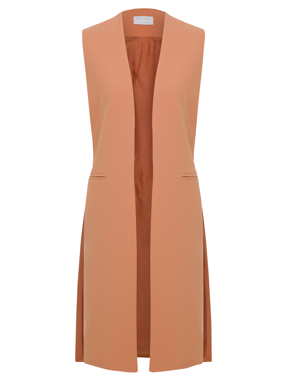 Long Crepe Vest in Salmon Colour