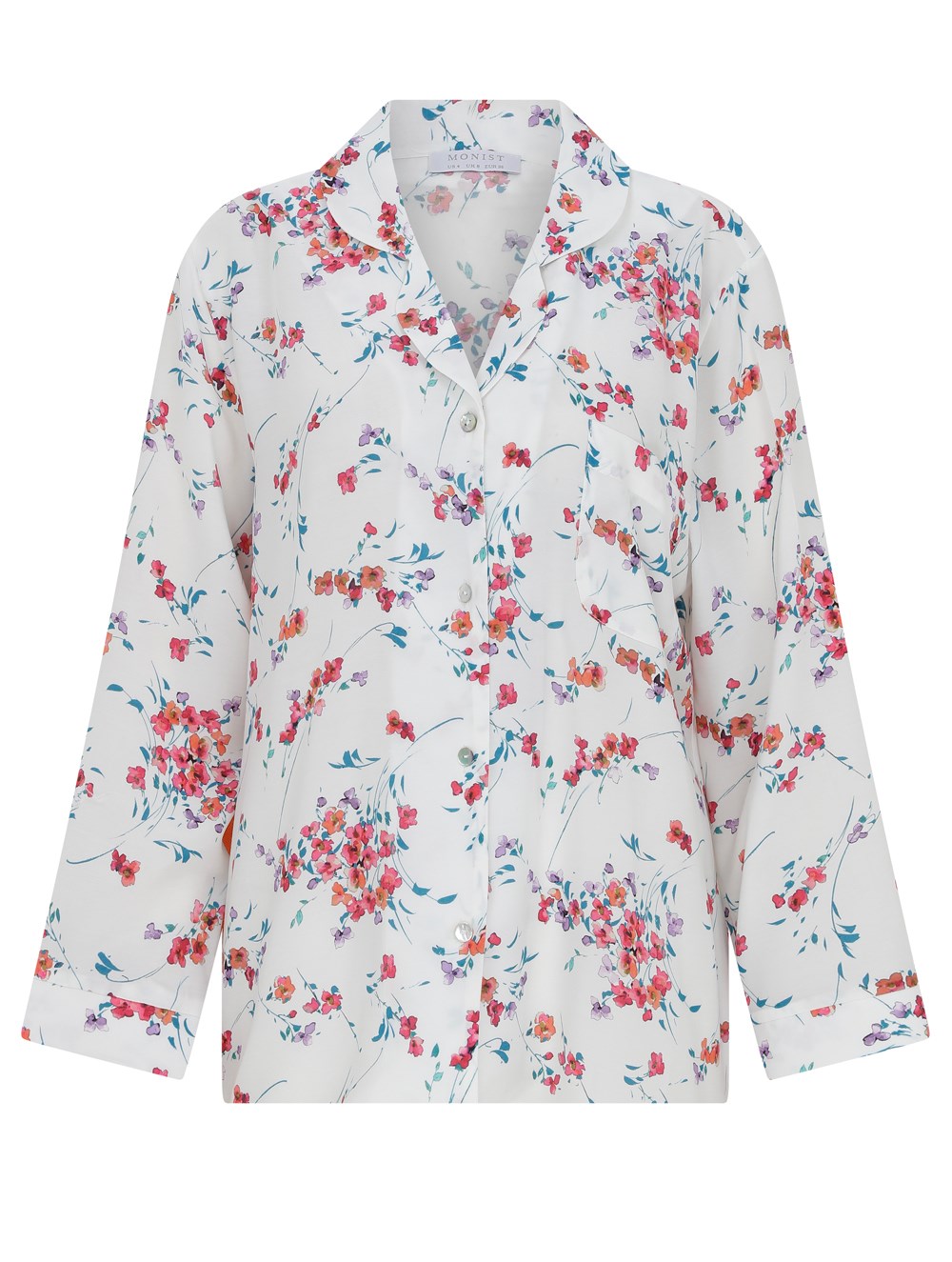 Long Sleeve Vegan Cupro Pyjama Top in Flower Print