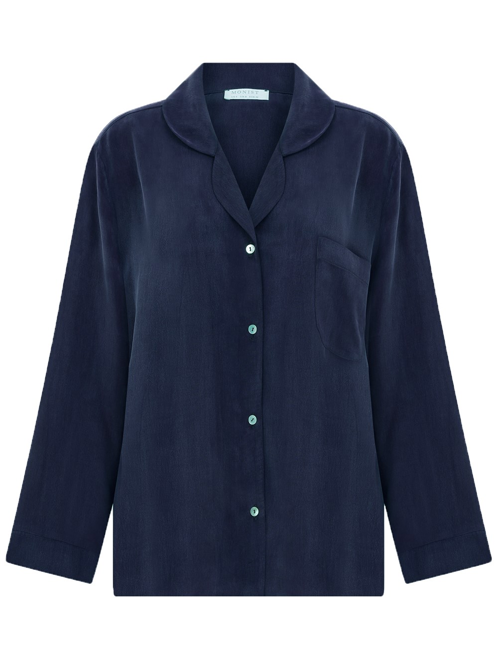 Long Sleeve Vegan Cupro Pyjama Top in Navy Colour