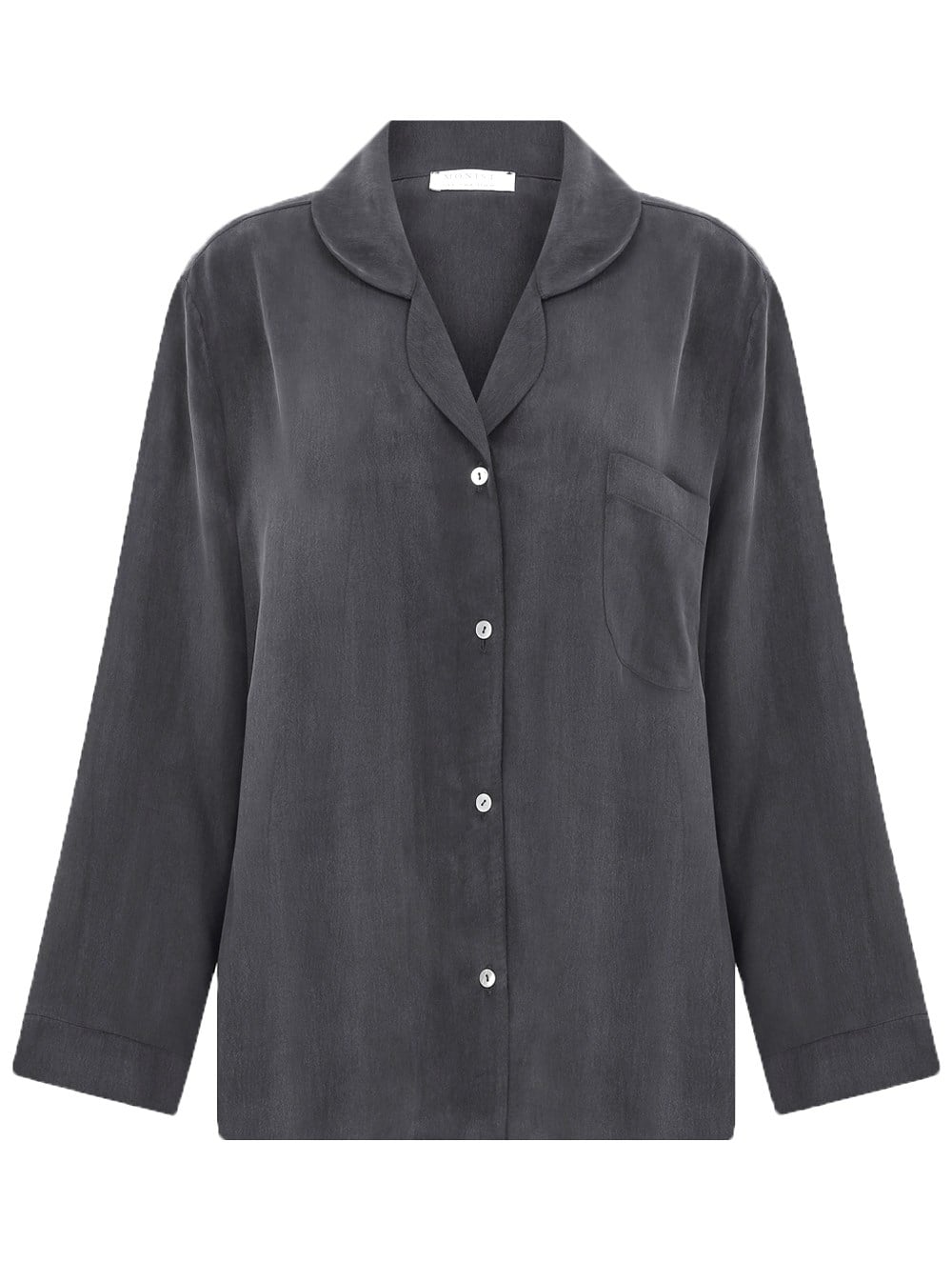 Long Sleeve Vegan Cupro Pyjama Top in Anthracite Colour