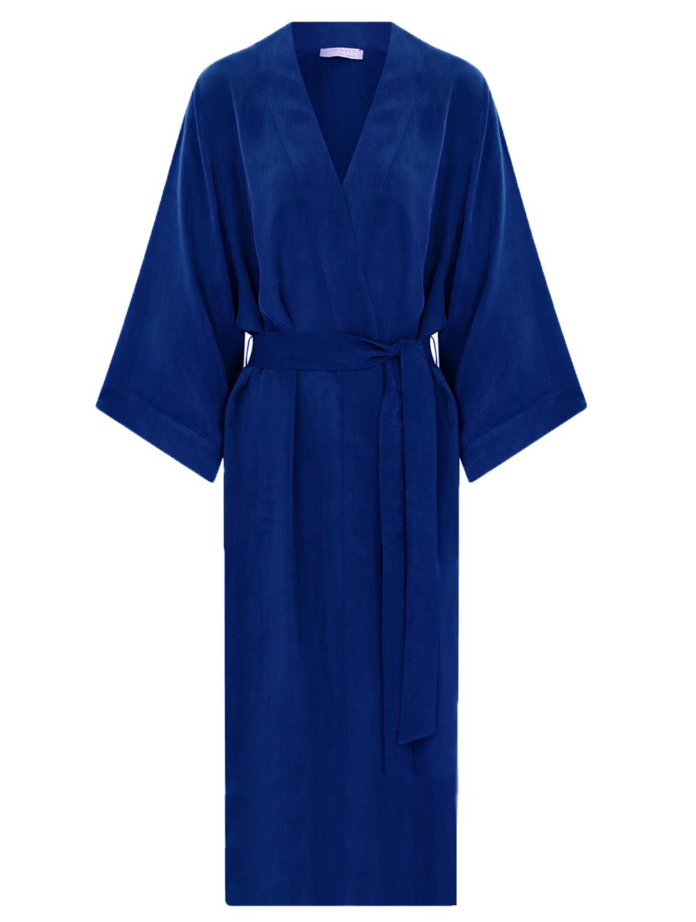 Long Vegan Cupro Kimono in Blue Colour