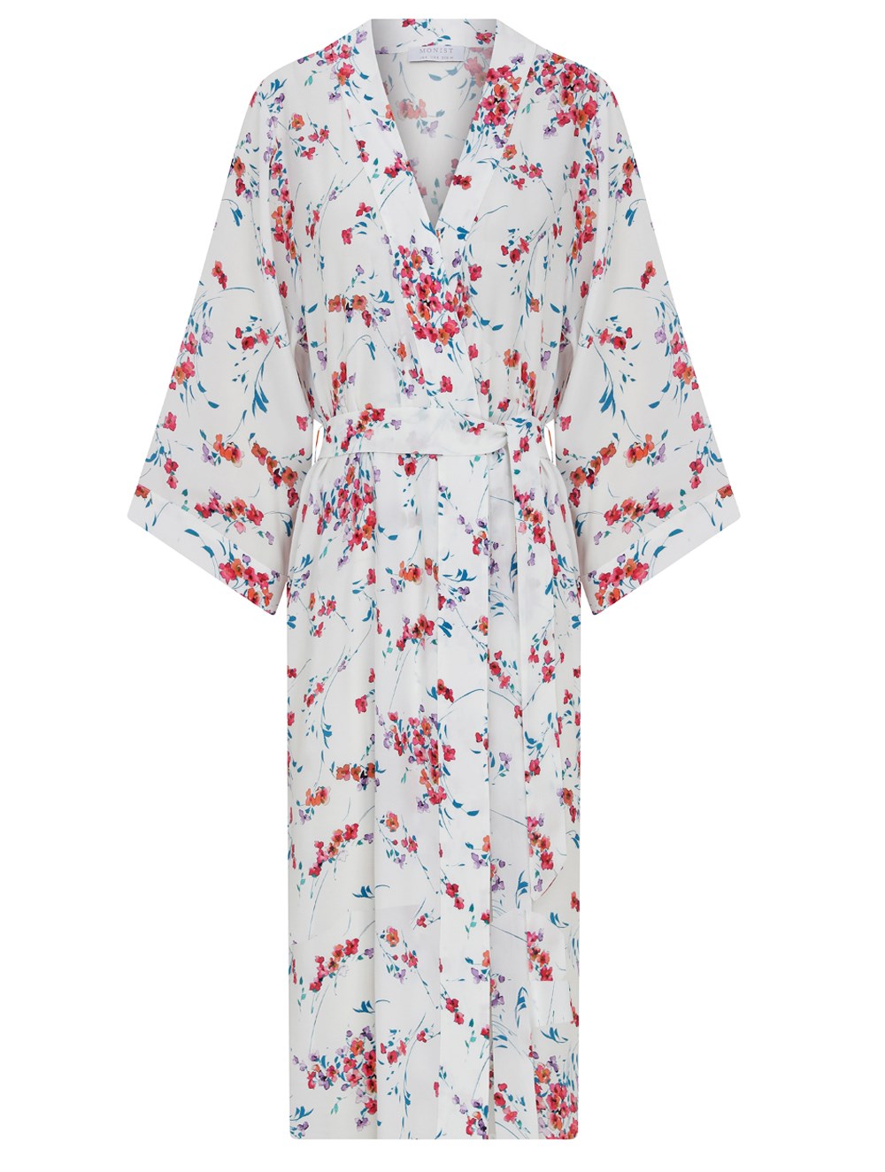 Long Vegan Cupro Robe in Flower Print