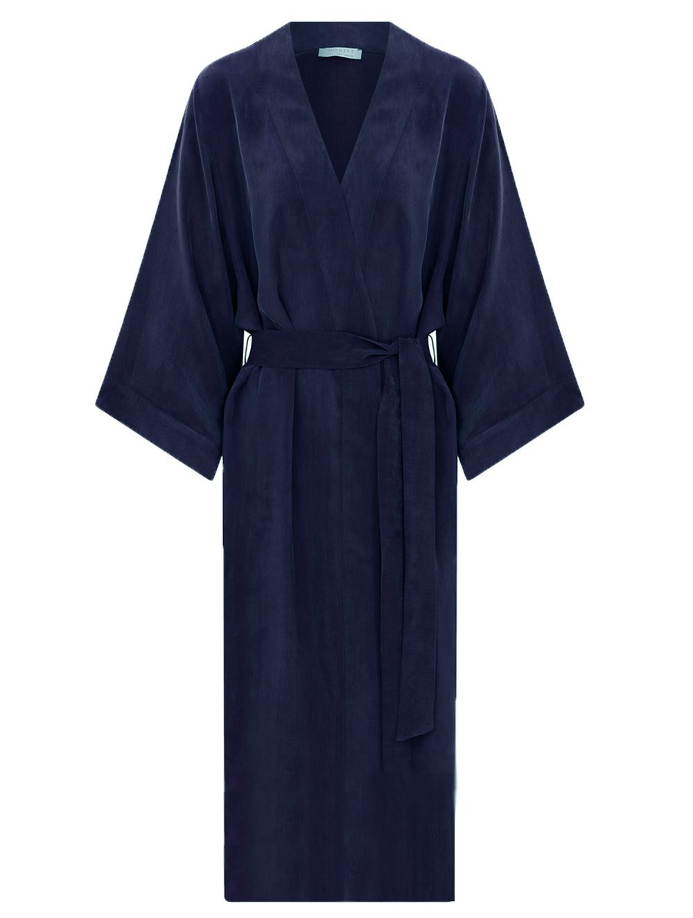 Long Vegan Cupro Robe in Navy Colour