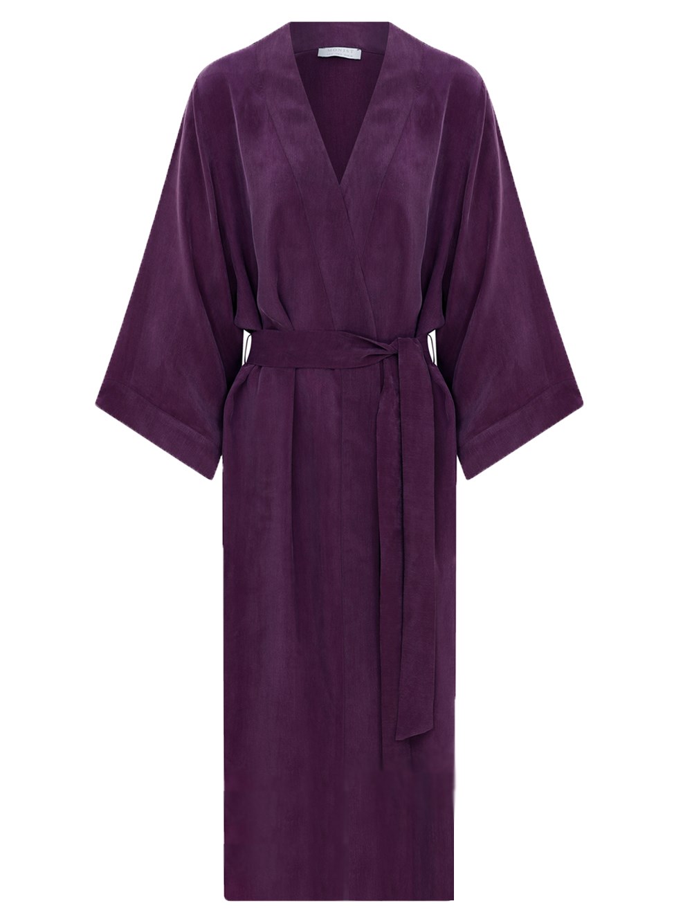 Long Vegan Cupro Robe in Plum Colour