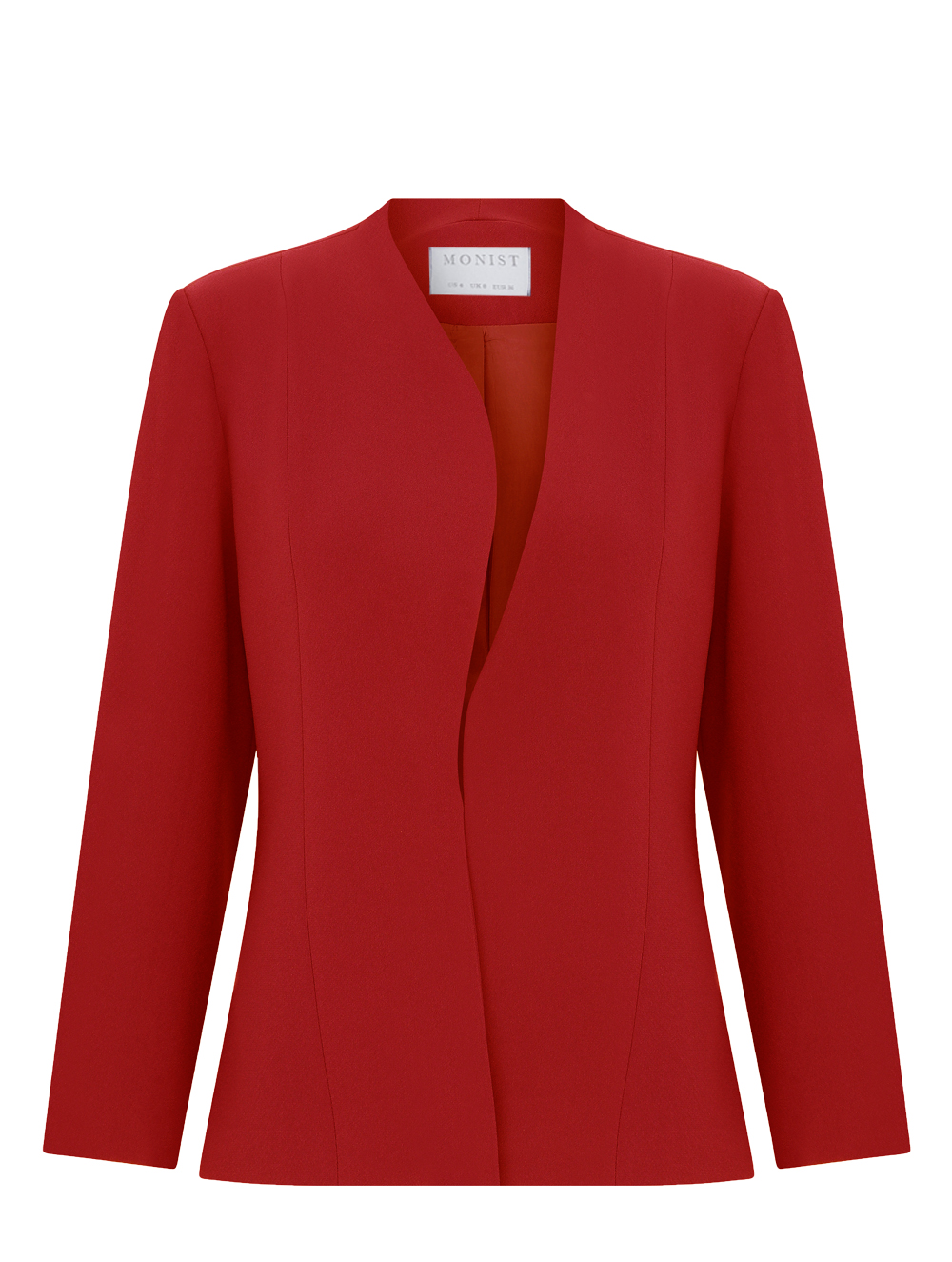 Oval Collar Crepe Jacket in Red Colour RK 216