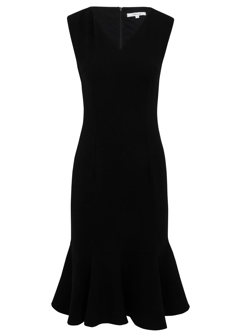 Ruffle Hem Crepe Dress in Black Colour