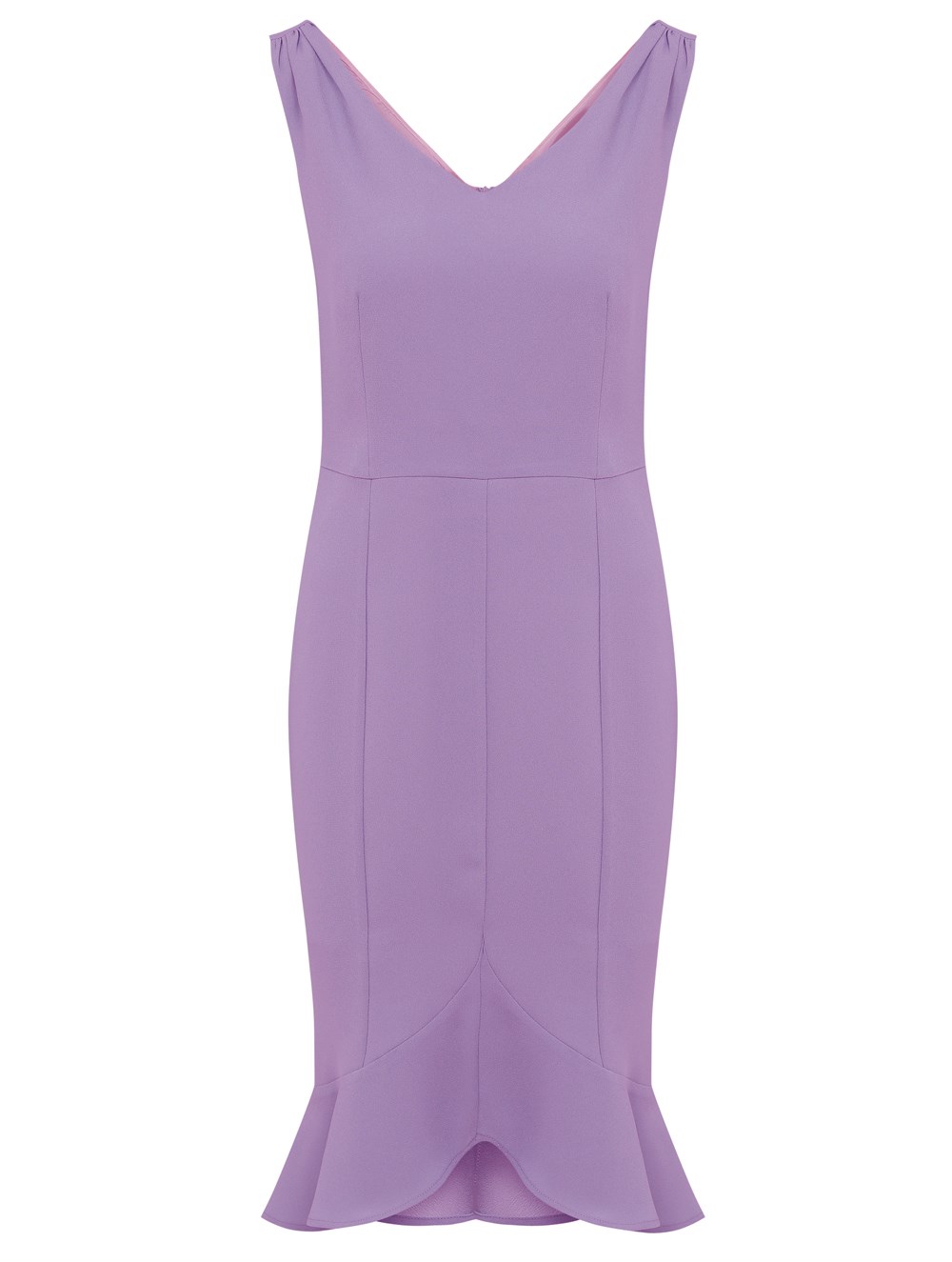 Ruffled Crepe Dress in Lilac Colour
