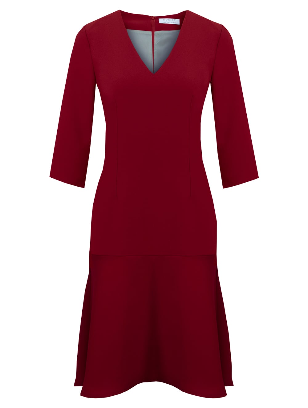 Ruffled Hem Crepe Dress in Red Colour RK 108