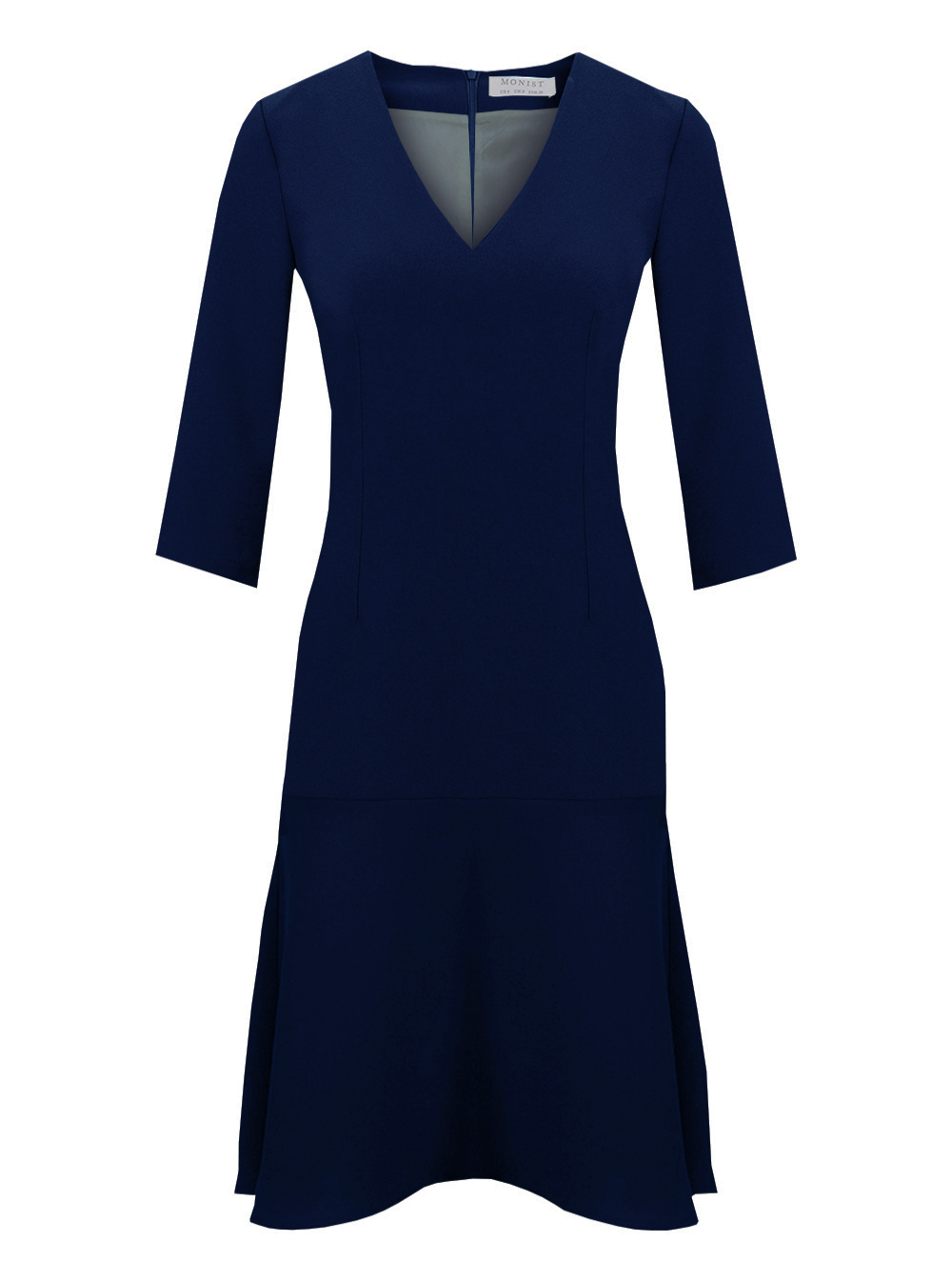 Ruffled Hem Crepe Dress in Sapphire Blue Colour RK 38