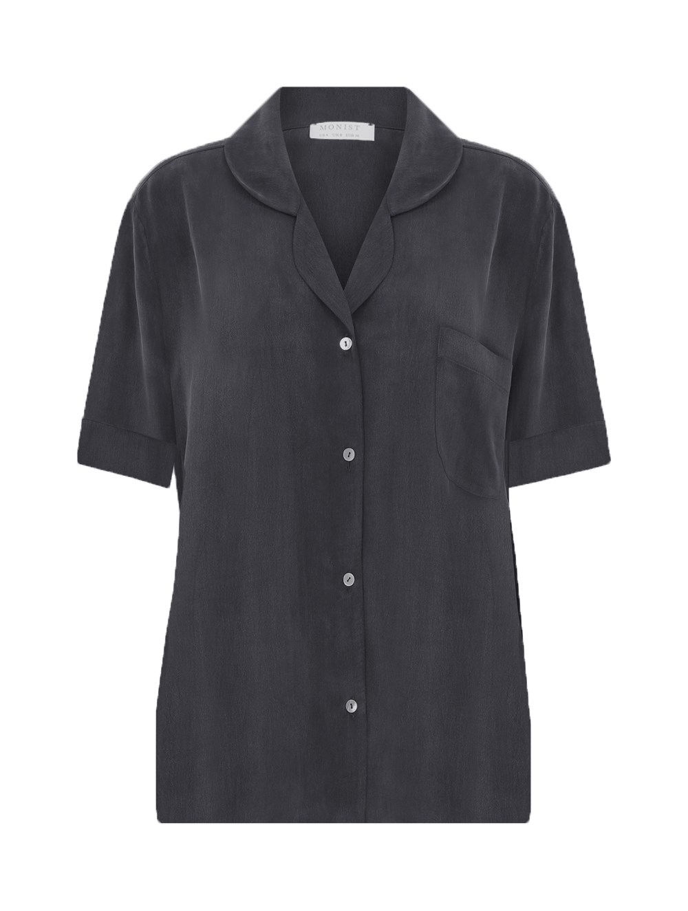 Short Sleeve Vegan Cupro Pyjama Top in Anthracite Colour