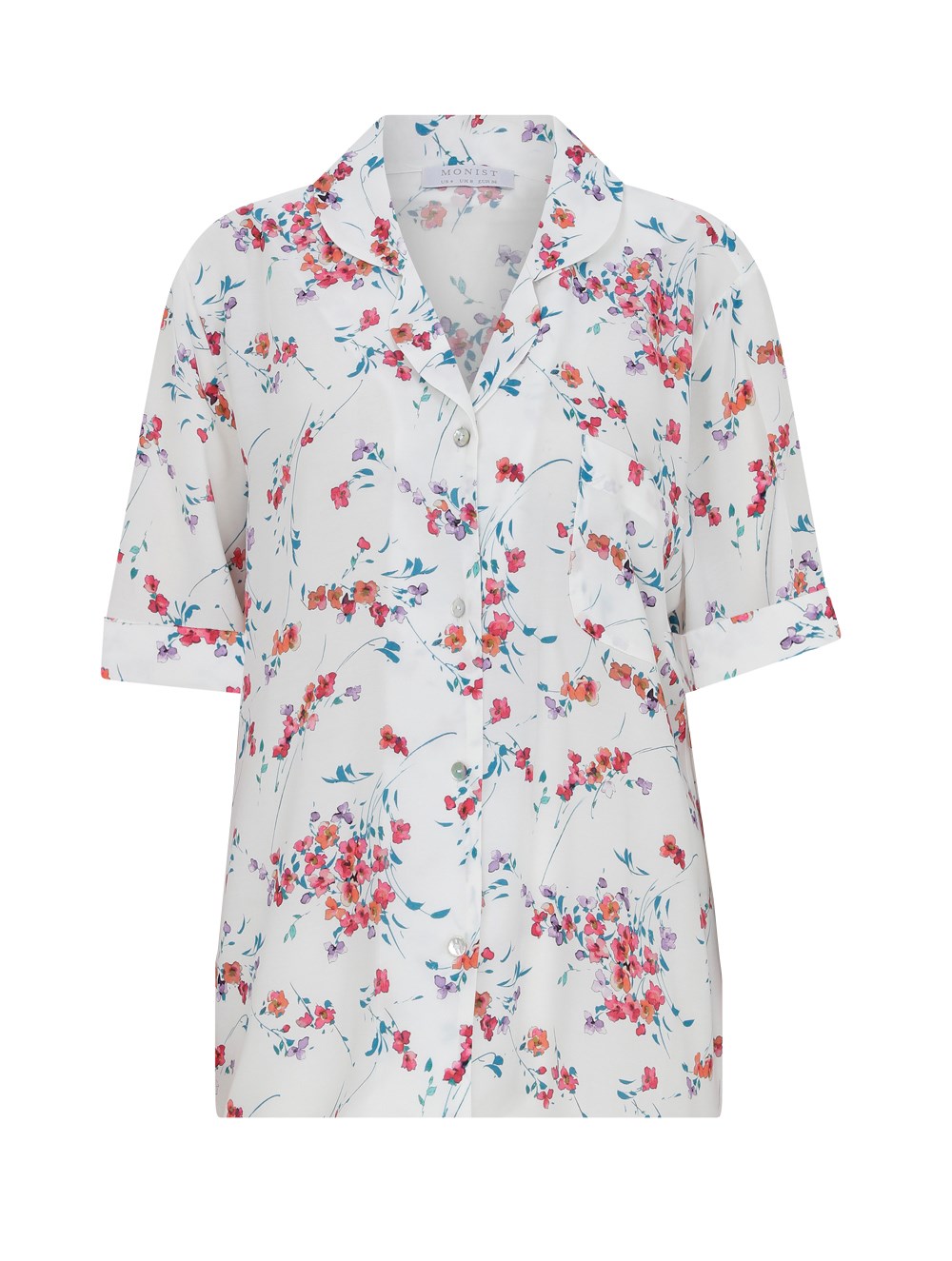 Short Sleeve Vegan Cupro Pyjama Top in Flower Print
