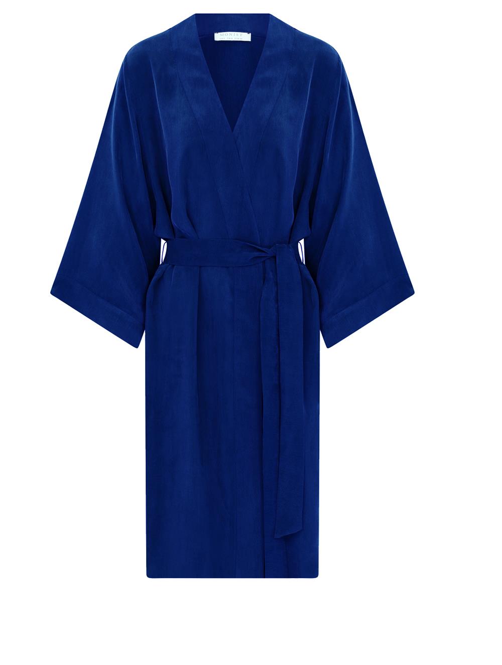 Short Vegan Cupro Kimono in Blue Colour