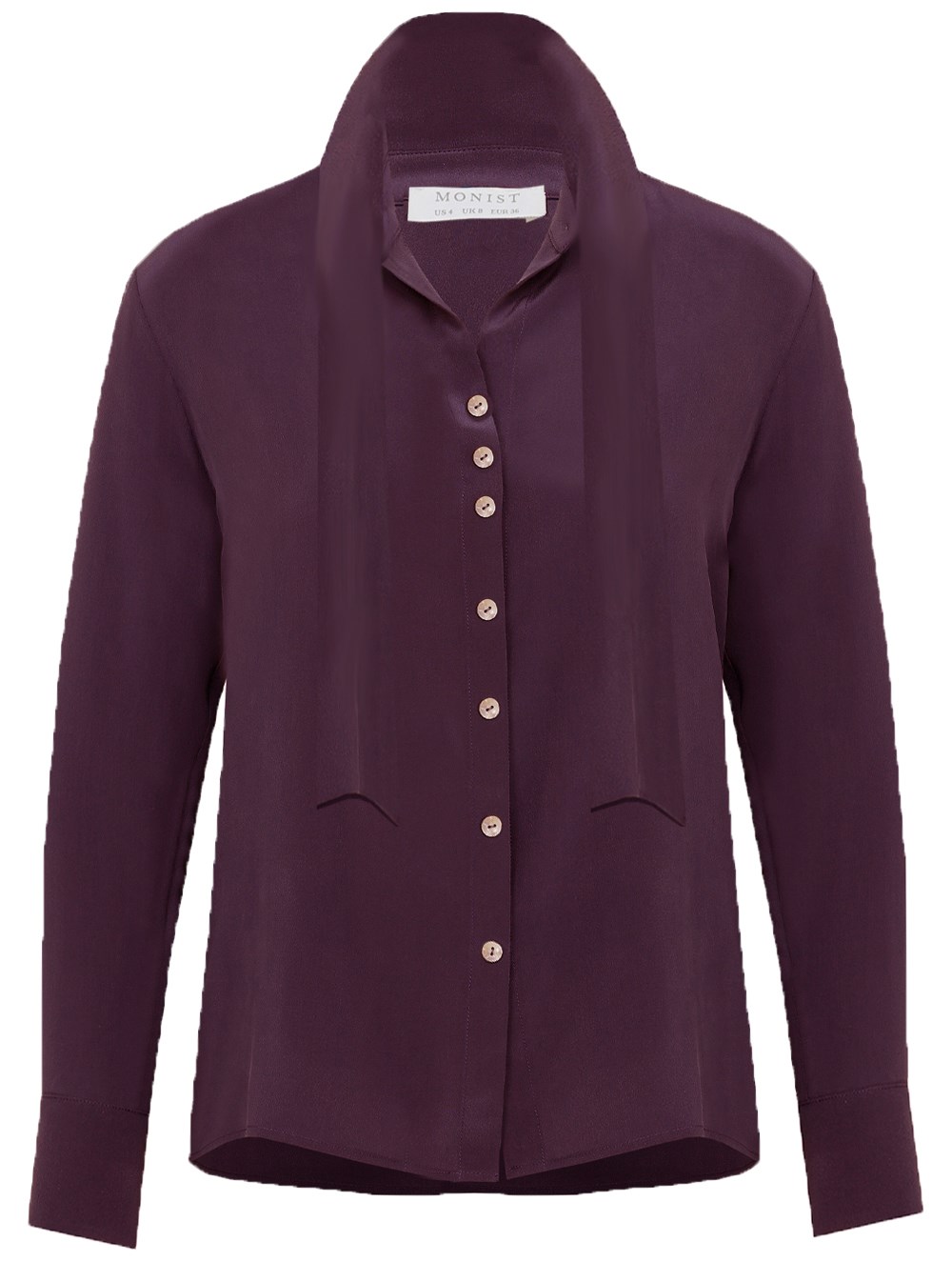 Silk Tie Shirt in Plum Colour RK 63