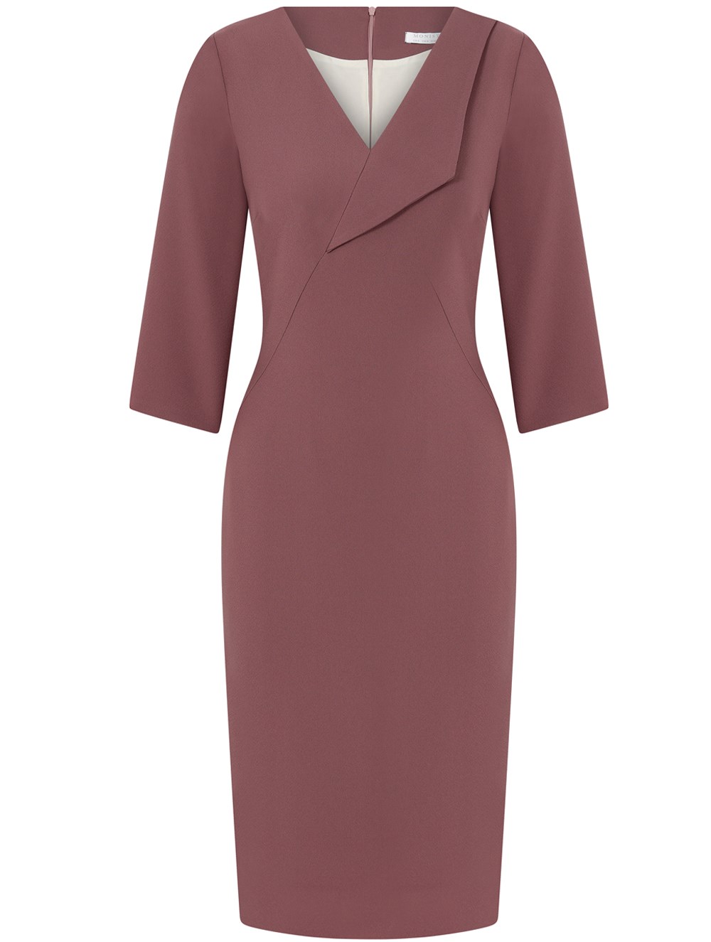 Single Collar Crepe Dress in Rose Colour