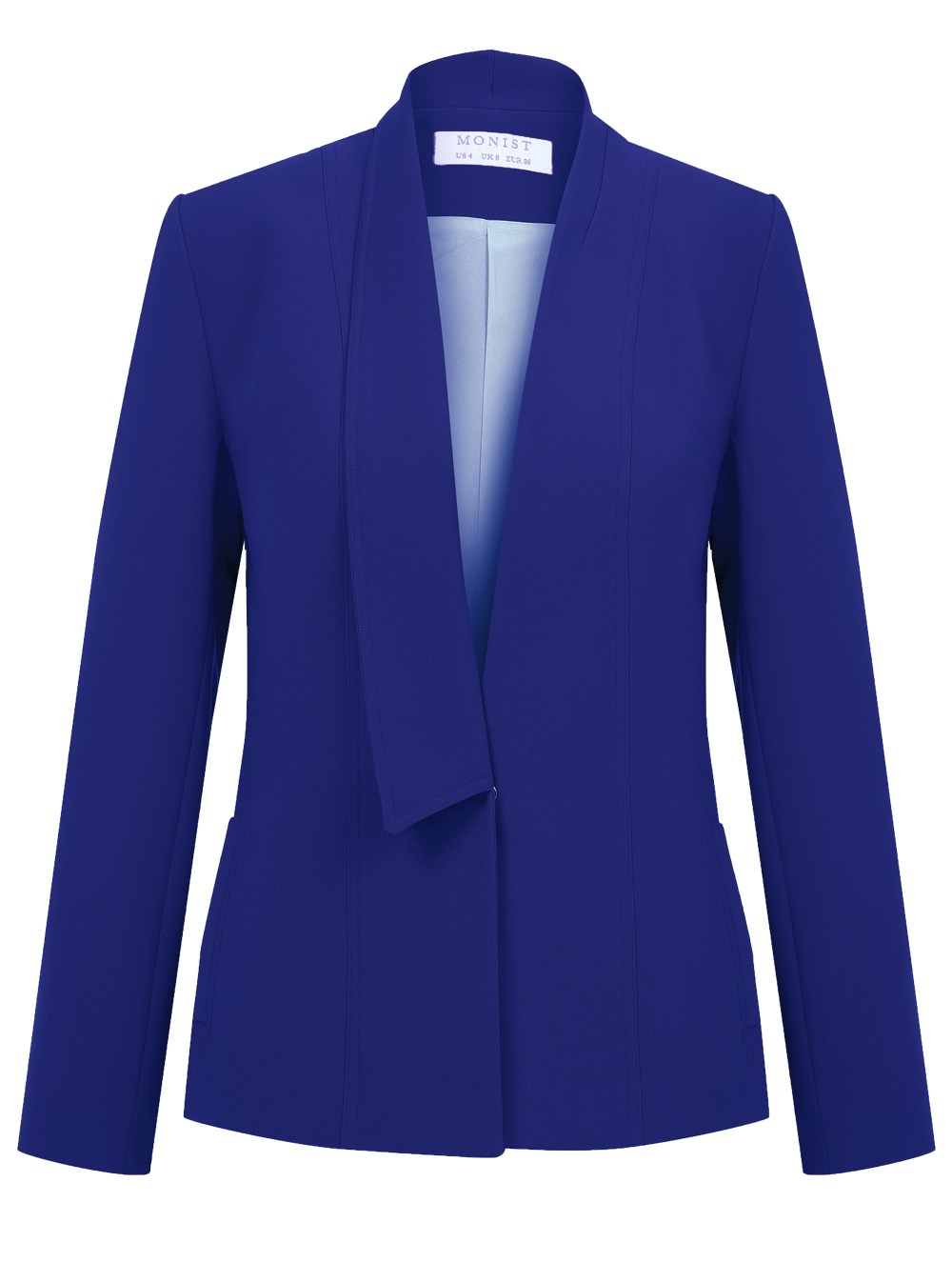 Single Collar Crepe Jacket in Blue Colour