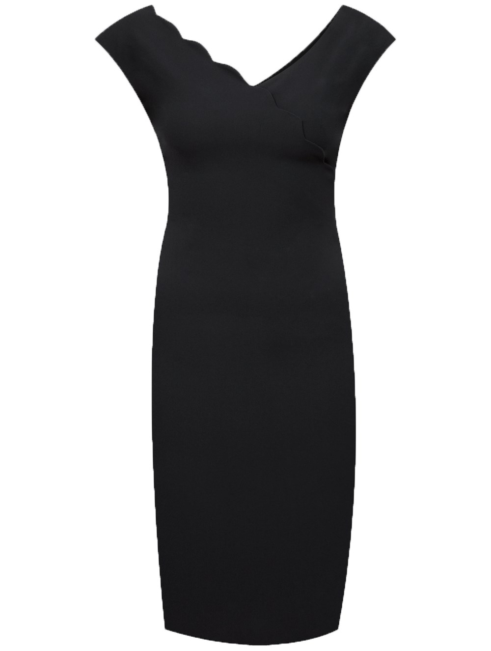 Sliced Neck Crepe Dress in Anthracite Colour