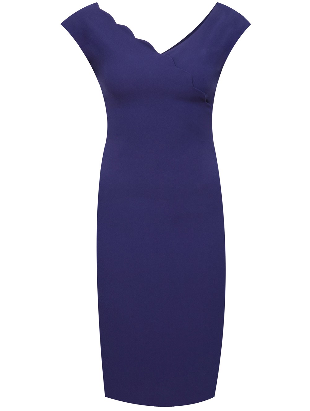Sliced Neck Crepe Dress in Lavender Colour