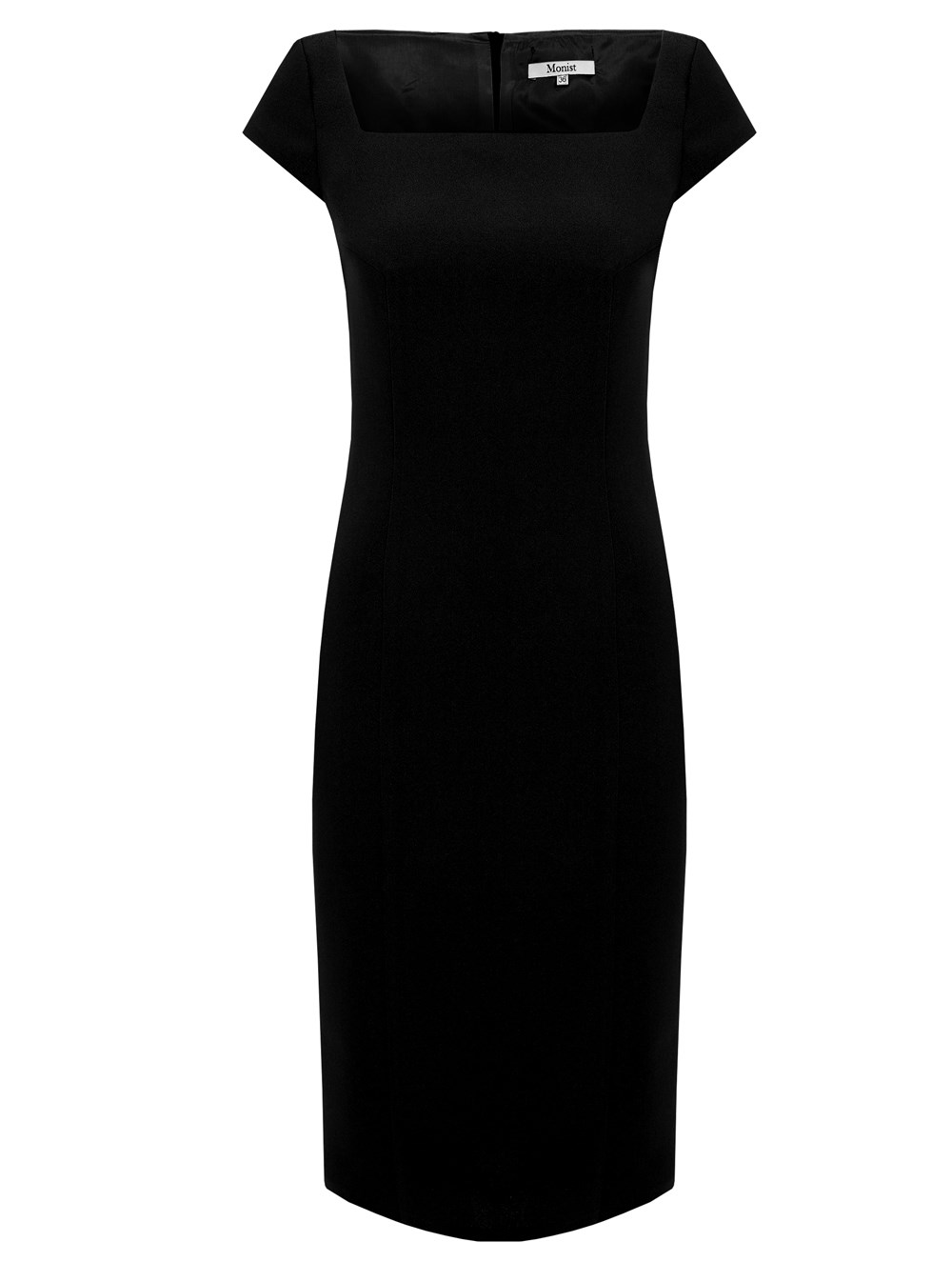 Square Neck Crepe Dress in Black Colour