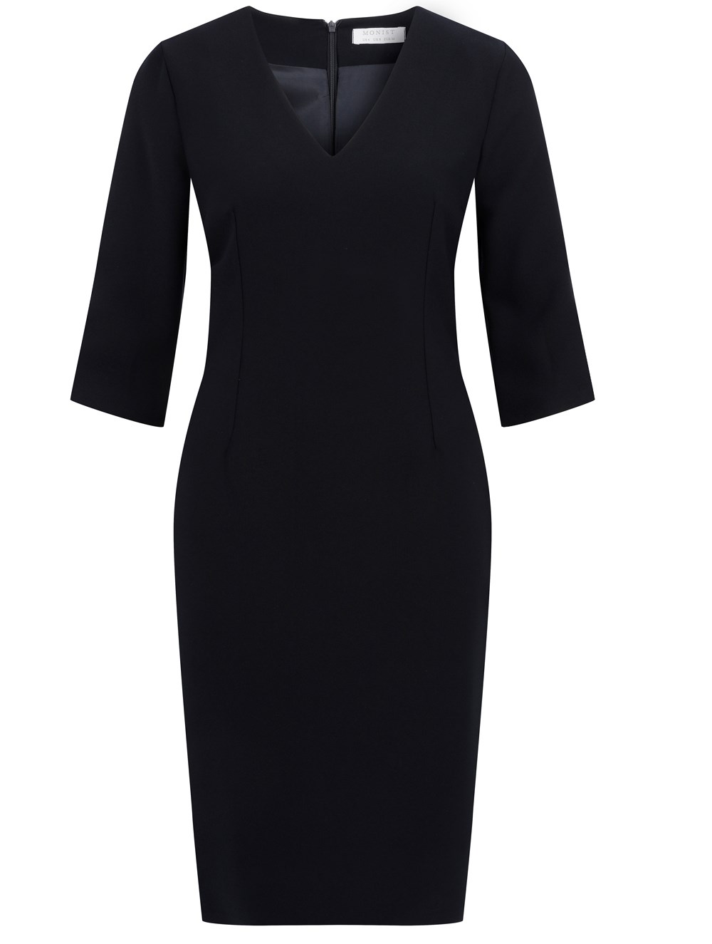 V-Neck Crepe Dress in Black Colour