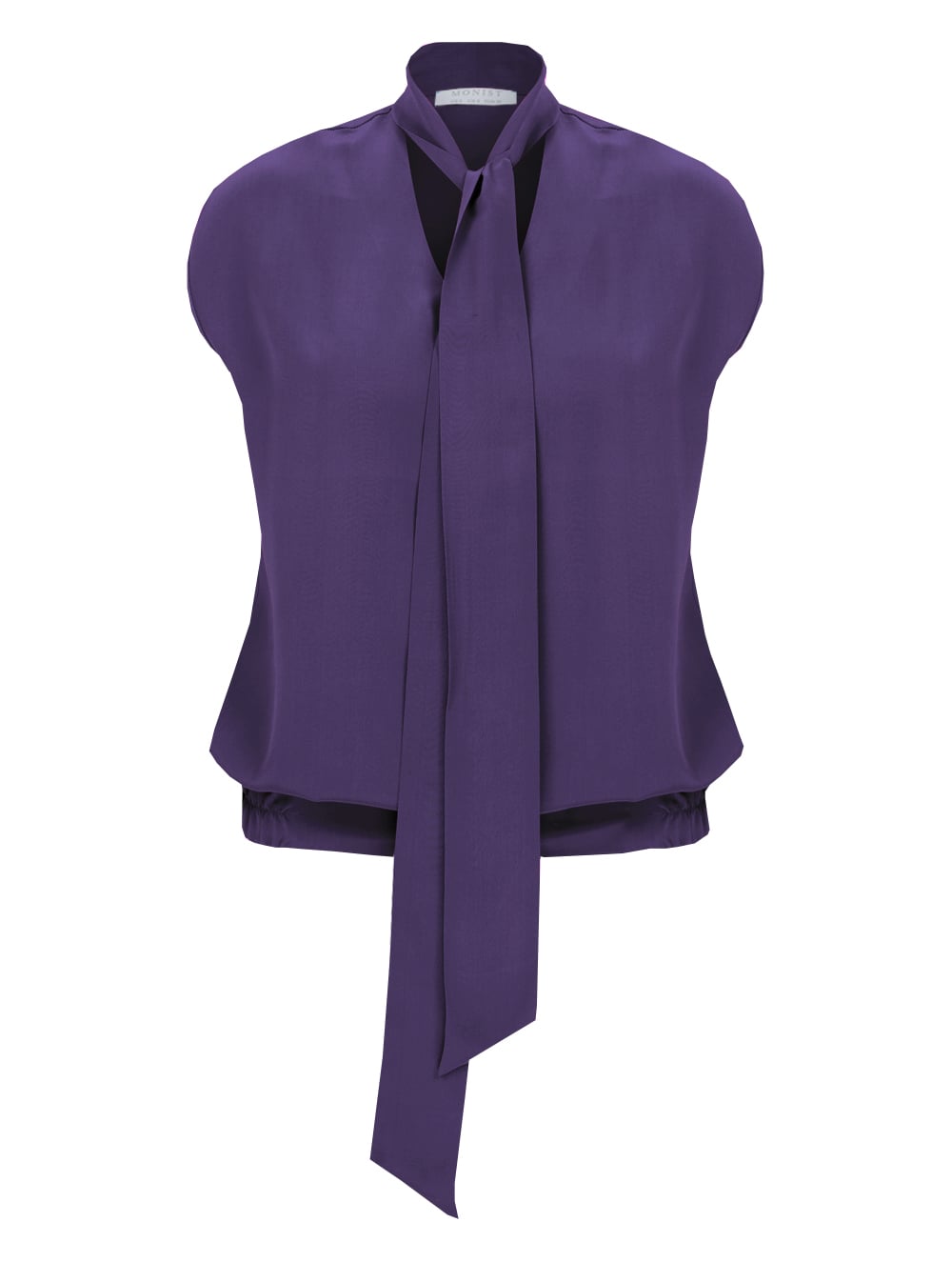 Vegan Cupro Blouse with Long Tie in Purple Colour