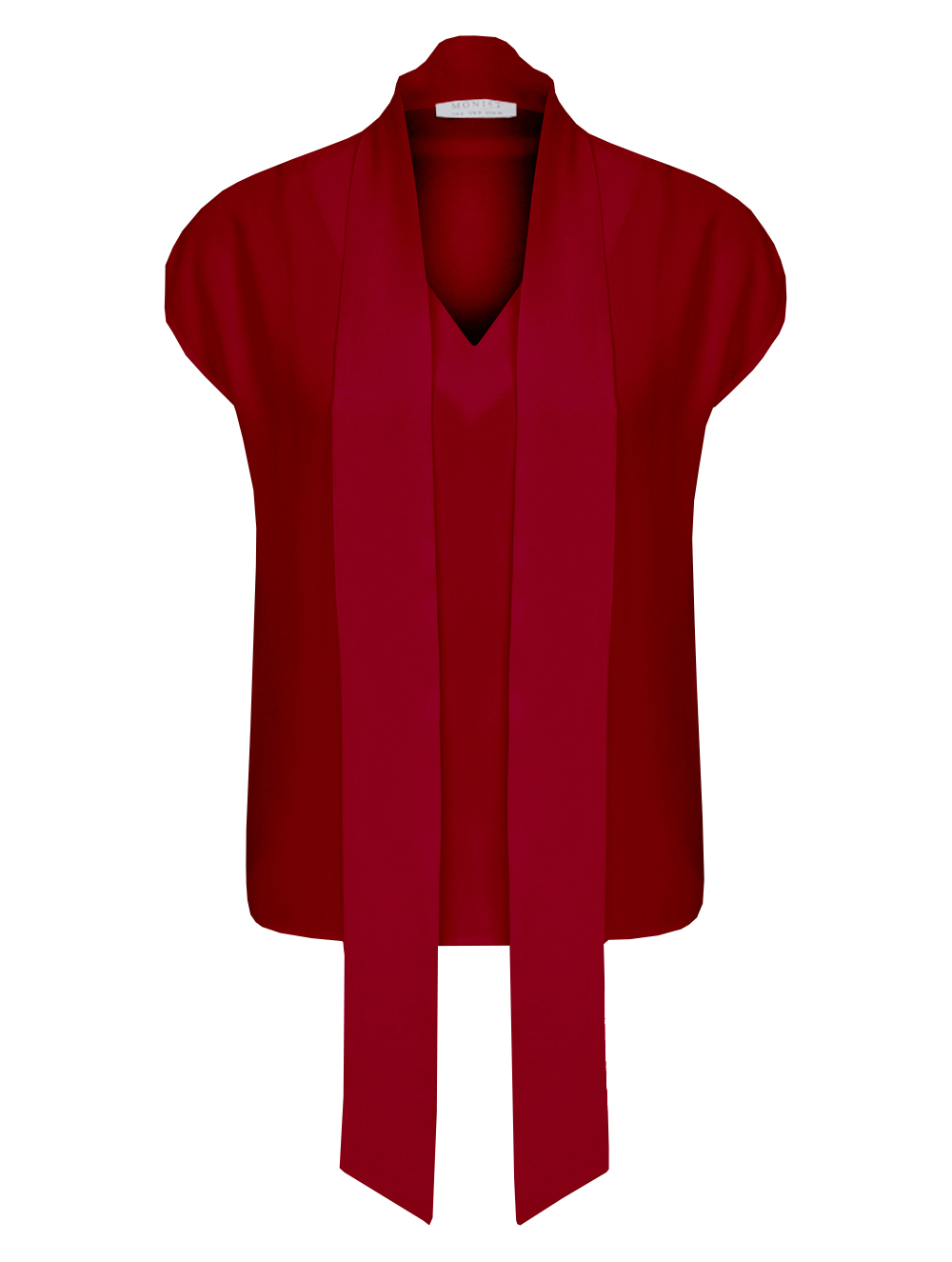 Vegan Viscose Blouse with Long Tie in Red Colour