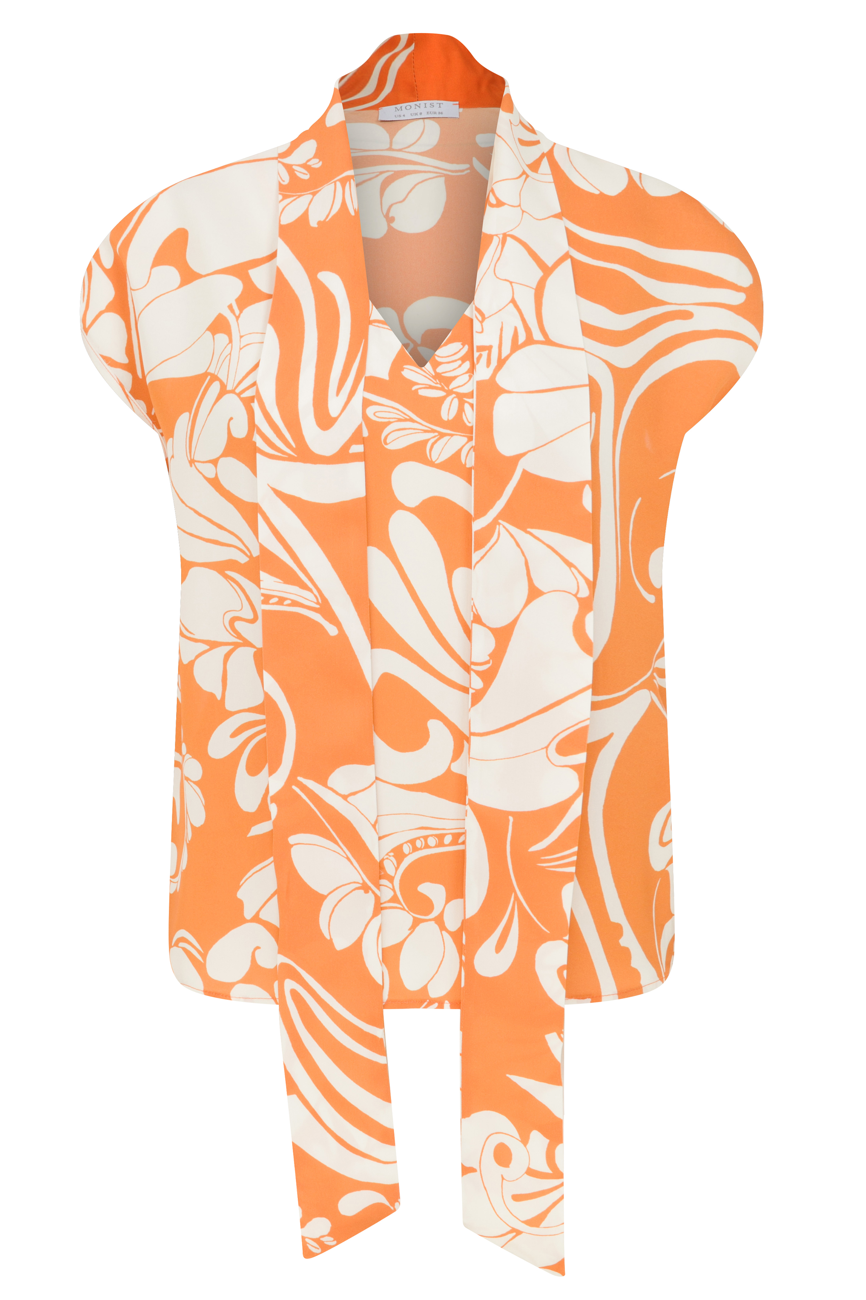 Vegan Viscose Blouse with Long Tie in Orange Colour