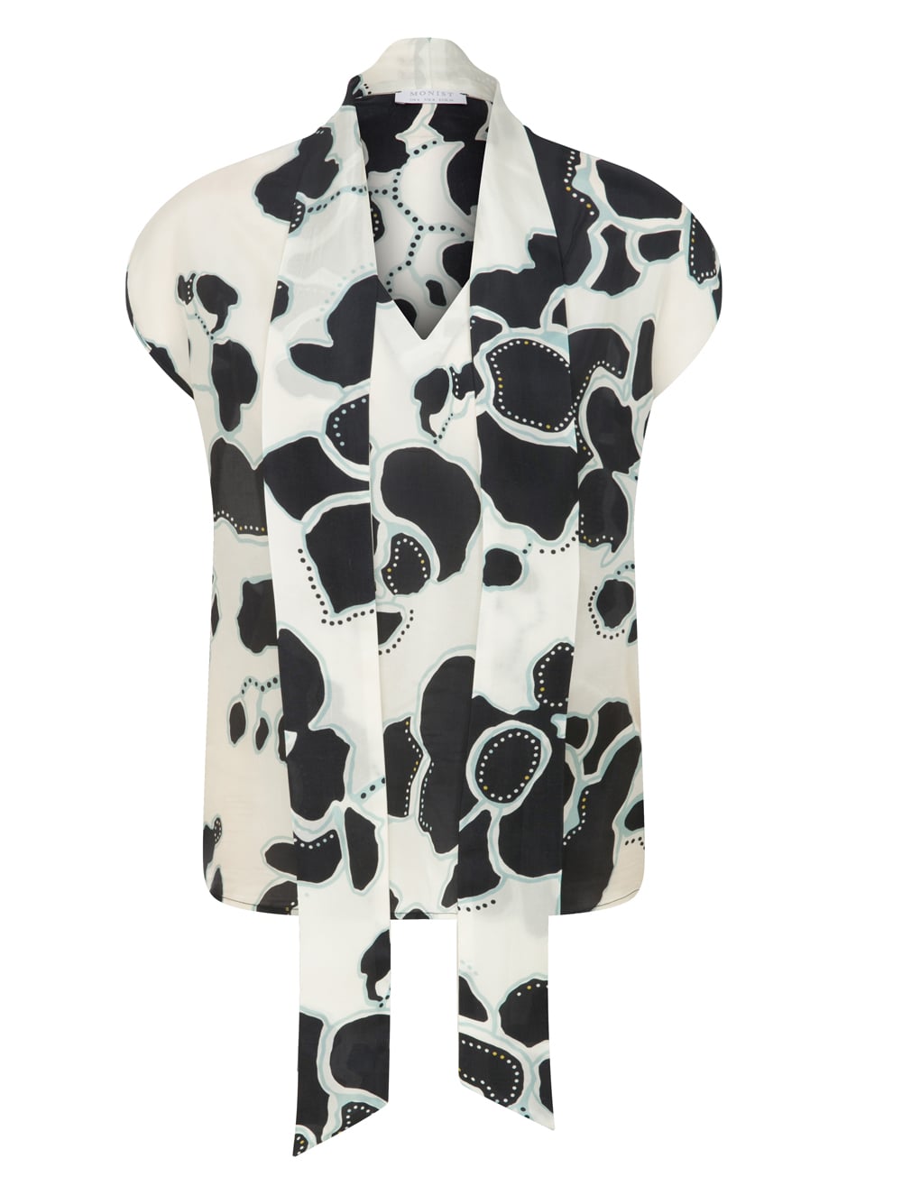 Vegan Viscose Blouse with Long Tie in White Printed Colour