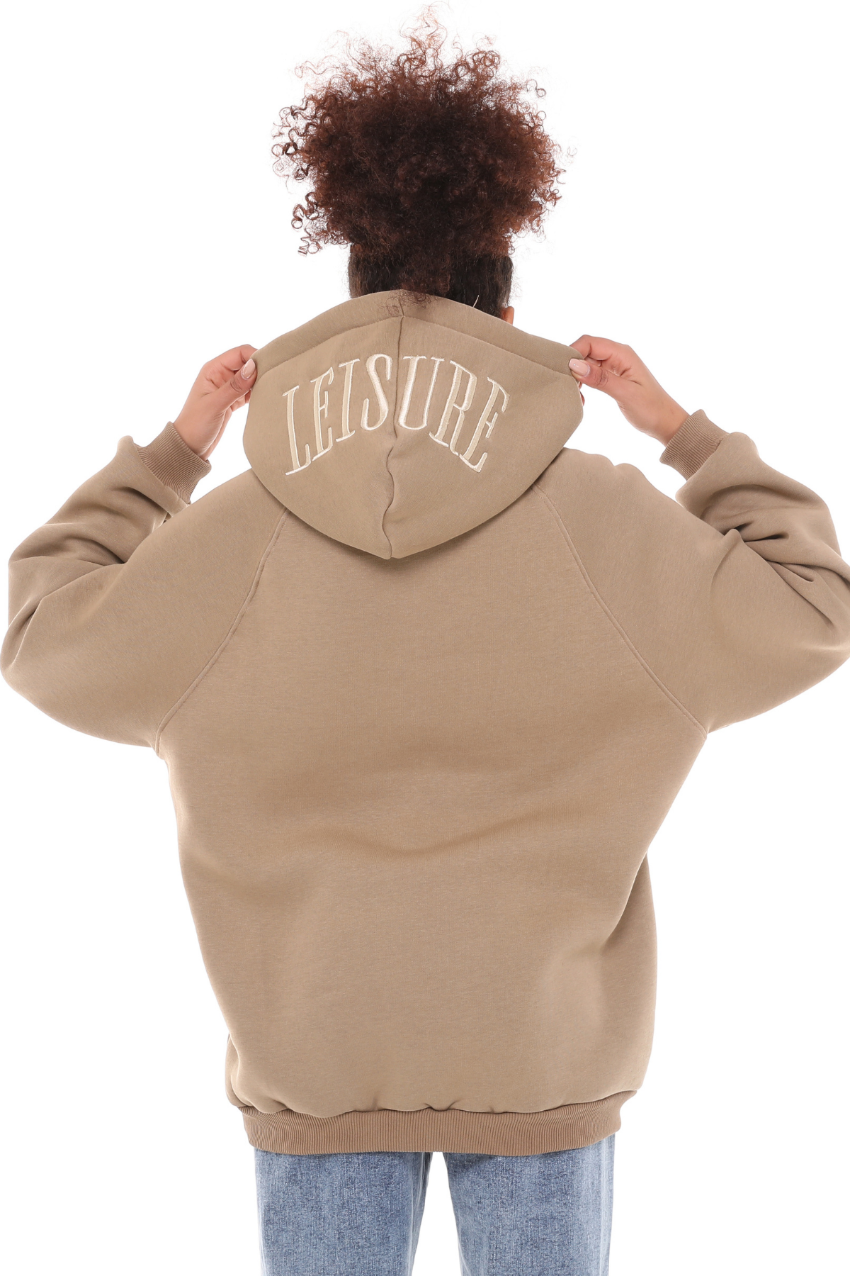 Kadın Kapüşonlu Kanguru Cepli Nakış Baskı Detaylı Uzun Kol Oversize Cappuccion Sweatshirt