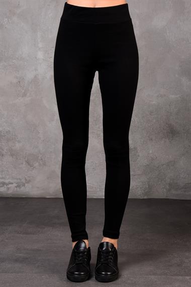 Kadın Beli Lastikli Yüksek Bel Slim Fit Fitilli Basic Tayt