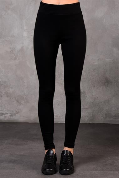 Kadın Beli Lastikli Yüksek Bel Slim Fit Fitilli Basic Tayt