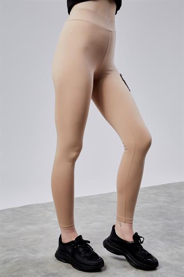  Kadın Kalp Detaylı Yüksek Bel Slim Fit Ten Tayt 