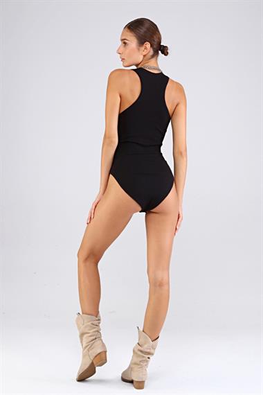 Kadın Yuvarlak Yaka Sıfır Kol Bodysuit 