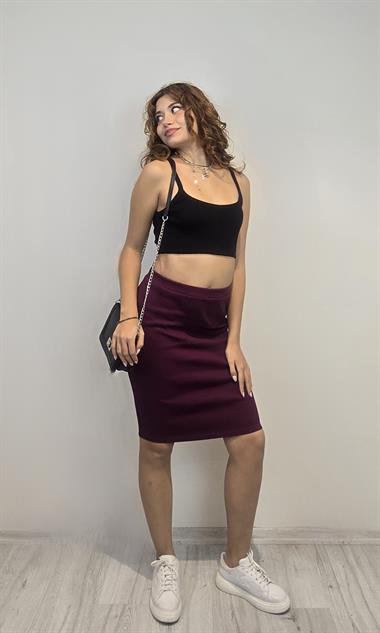 Kadın Askılı Siyah Crop Bluz