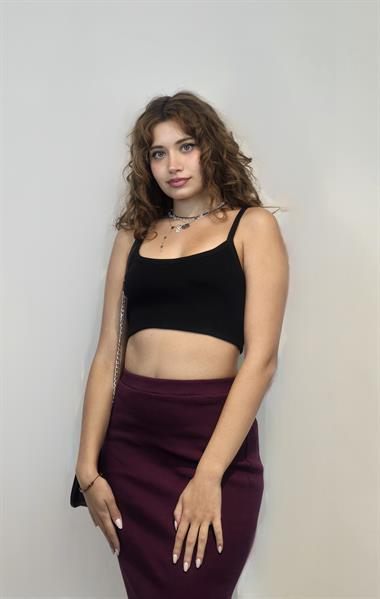 Kadın Askılı Siyah Crop Bluz