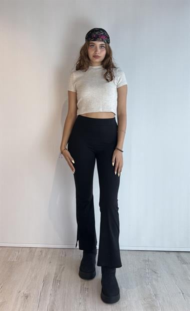 Kadın Balıkçı Yaka Kısa Kollu Triko Bluz 