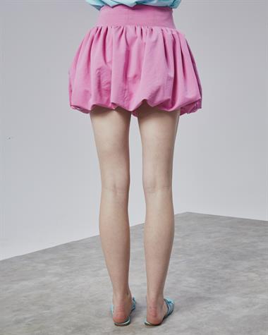 Kadın Bel Lastikli Balon Pembe Mini Etek 