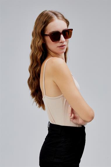 Kadın V Yaka Askılı Basic Tişört 