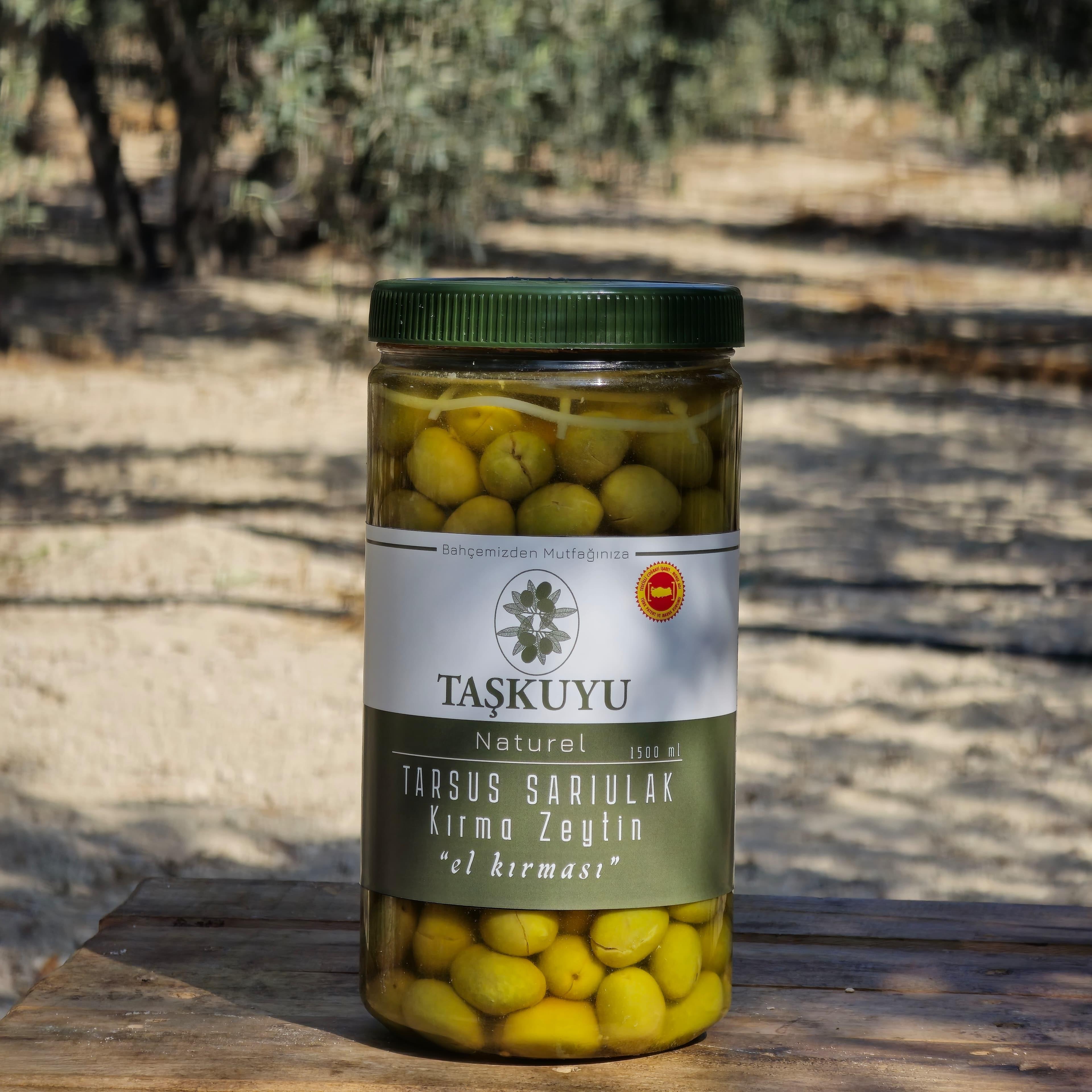 TARSUS SARI ULAK KIRMA ZEYTİN - 1.5 KG (PET KAVANOZ)